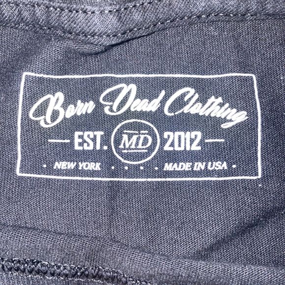 Born Dead Clothing Short Sleeve Black T Shirt Hard Luck Big Cat Size Medium - Picture 2 of 5